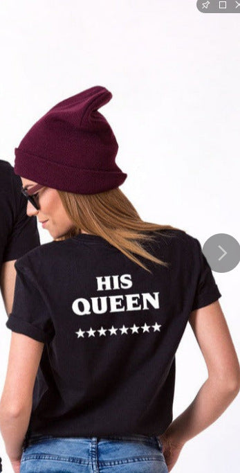 The king his queen letter couple shirts cotton plus size short sleeve tops