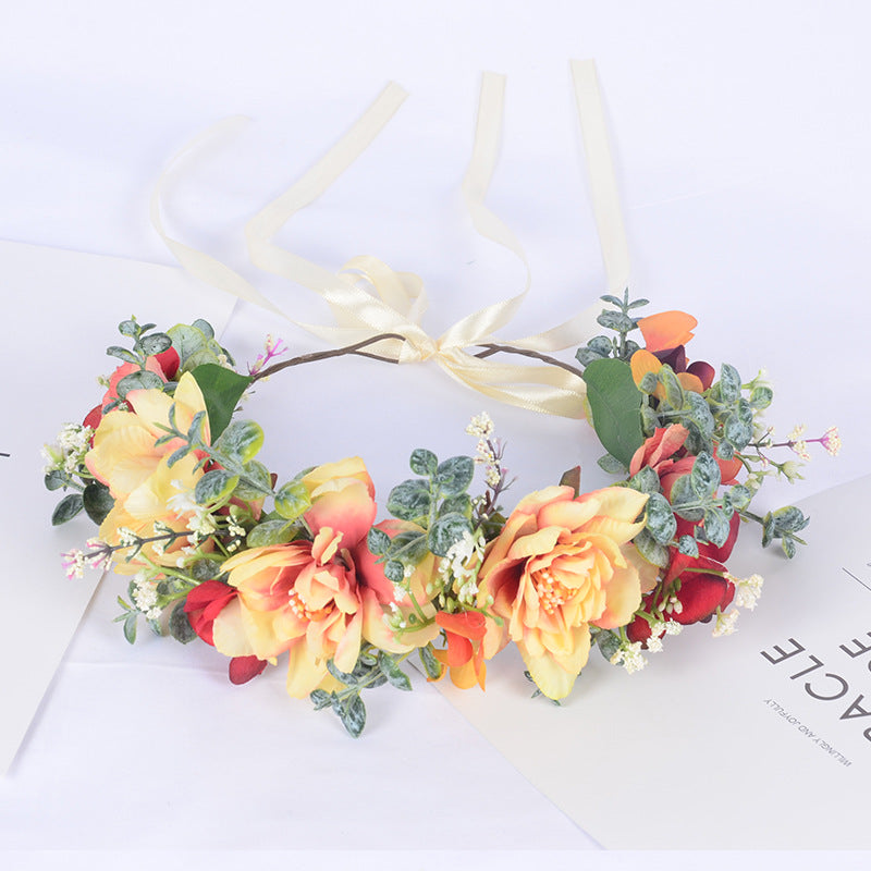 Autumn flower garland flower crown forest simulation water grass headpiece bridal hair accessory
