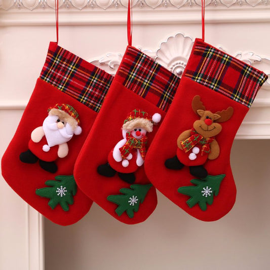 Christmas stockings, Christmas decorations, stockings, Christmas gift bags, medium-sized plush three-dimensional Christmas stockings pendant