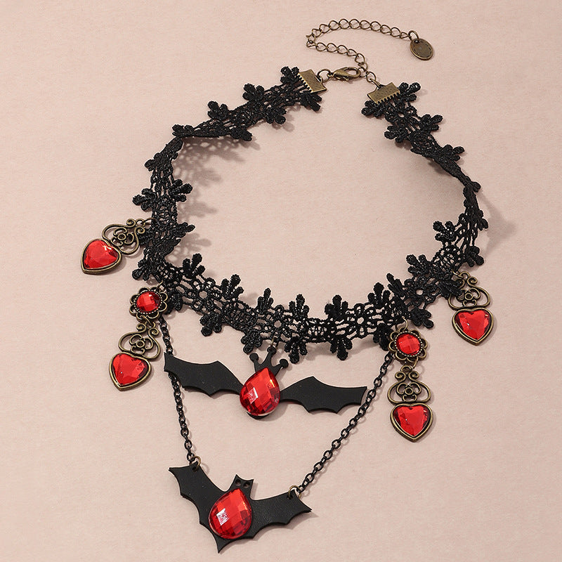 Holiday Ornaments Creative Personality Lace Necklace Bat Halloween Necklace