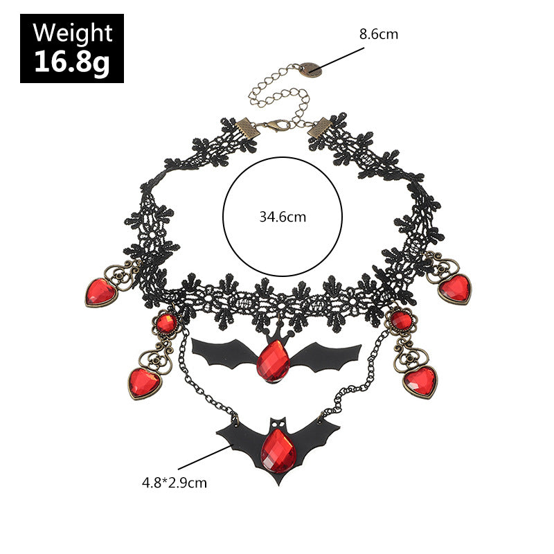 Holiday Ornaments Creative Personality Lace Necklace Bat Halloween Necklace