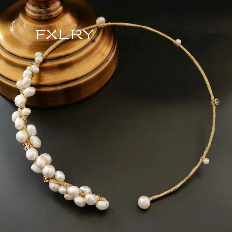 Original design handmade natural freshwater pearl Elegant choker necklace for Women Bridal wedding jewelry