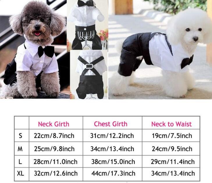 Pet Costumes Handsome Dog Rompers Clothing Formal Dog Jumpsuit with Bow Tie Groom Tuxedo