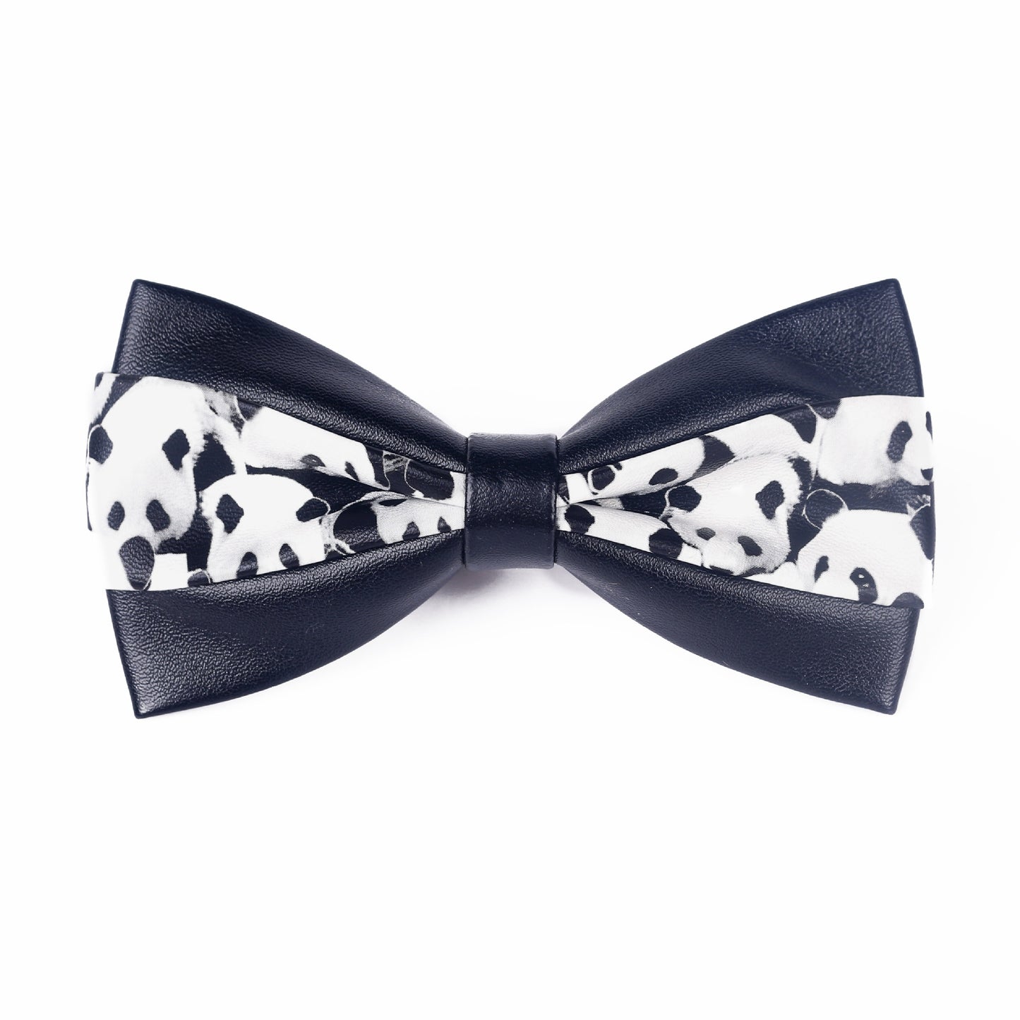 Men's Leather Bow Tie Colorblock PU Bow Tie Contrast Color Panda Animal Print Bow Tie Groom Bow Tie