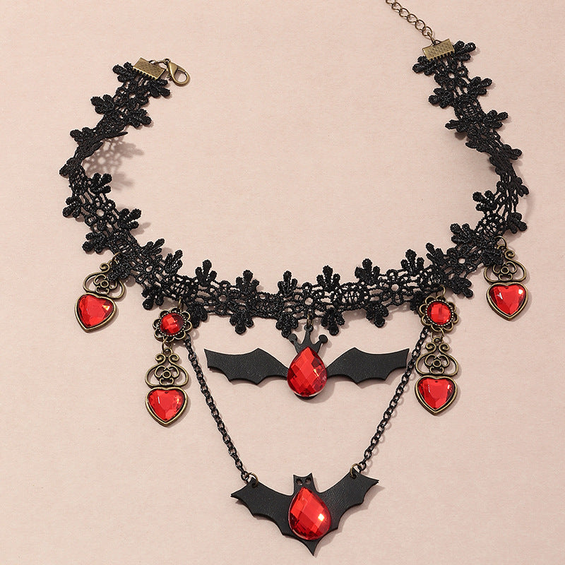 Holiday Ornaments Creative Personality Lace Necklace Bat Halloween Necklace