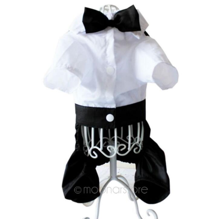Pet Costumes Handsome Dog Rompers Clothing Formal Dog Jumpsuit with Bow Tie Groom Tuxedo