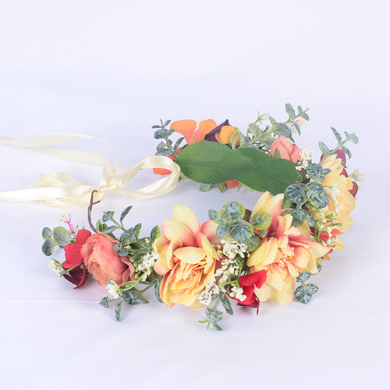 Autumn flower garland flower crown forest simulation water grass headpiece bridal hair accessory