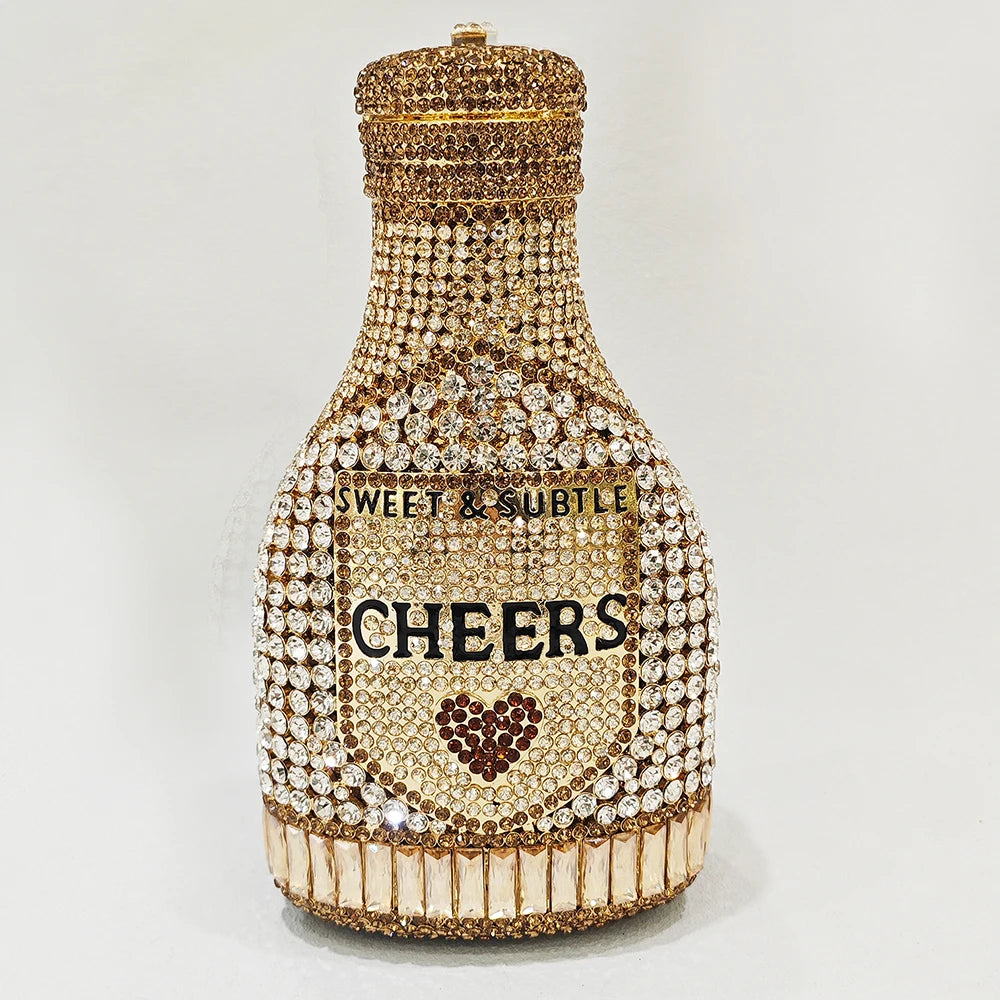 Women Bottle  Crystal Evening Bag Lady Diamond Wedding Bridal Purses Female Rhinestone Party Prom Clutches Bags
