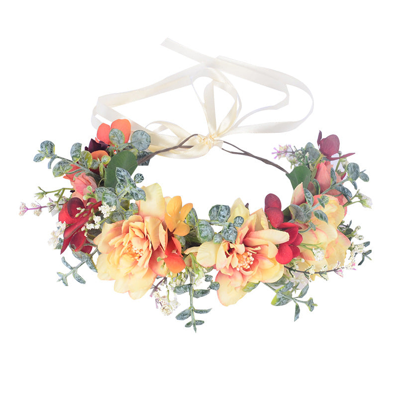 Autumn flower garland flower crown forest simulation water grass headpiece bridal hair accessory