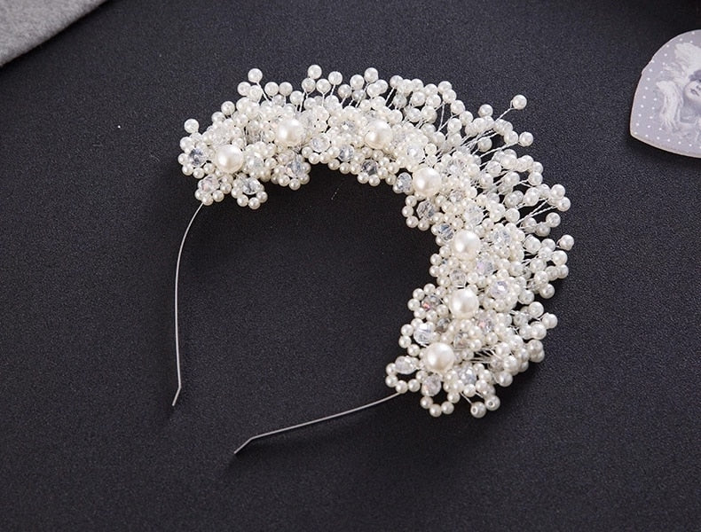 Baroque Gold Flower Leaves Crystal Bridal Crowns for Wedding Hair Accessories New Simulated Pearl Crowns Tiaras Diadem Headbands