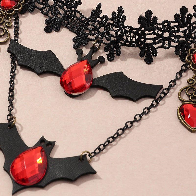 Holiday Ornaments Creative Personality Lace Necklace Bat Halloween Necklace