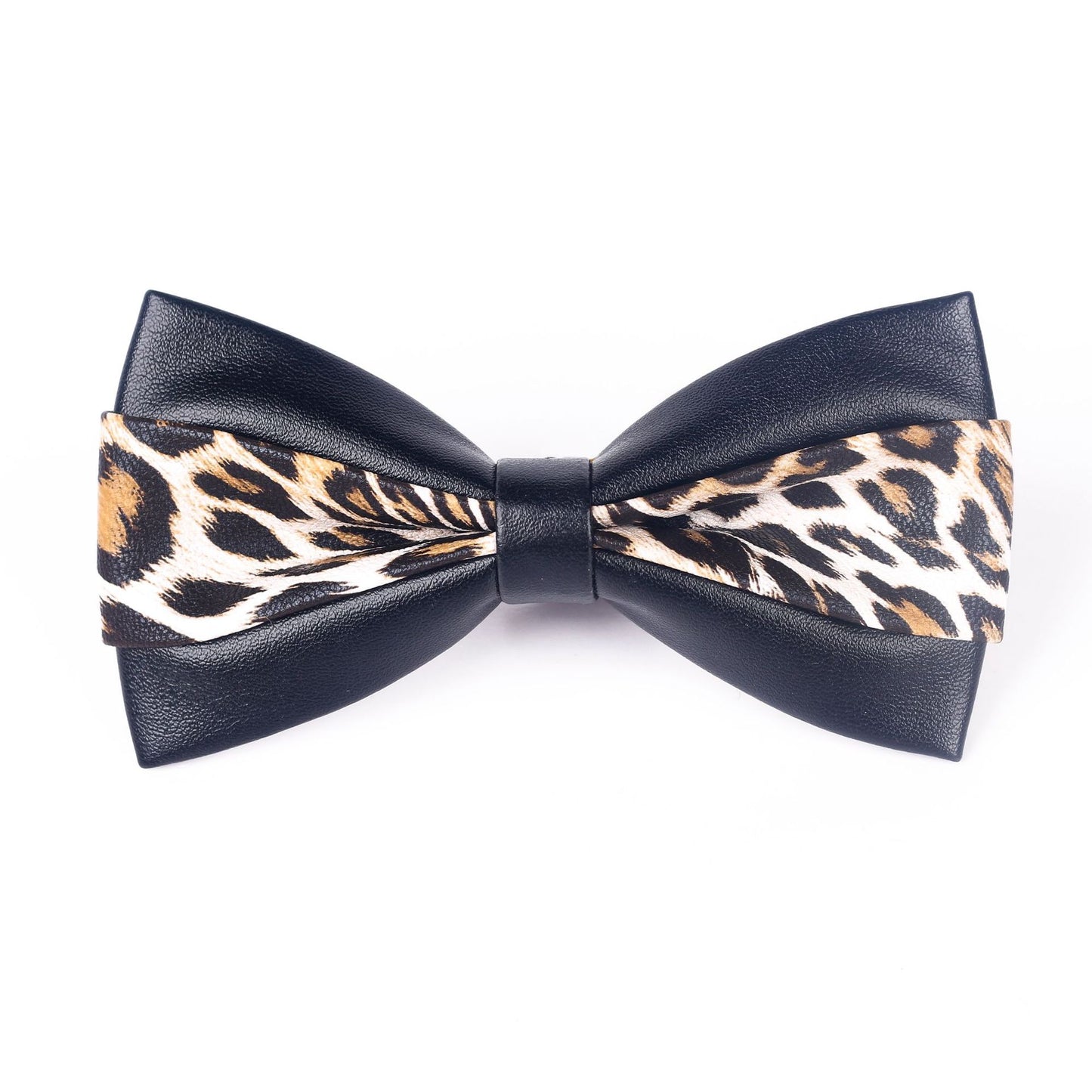 Men's Leather Bow Tie Colorblock PU Bow Tie Contrast Color Panda Animal Print Bow Tie Groom Bow Tie