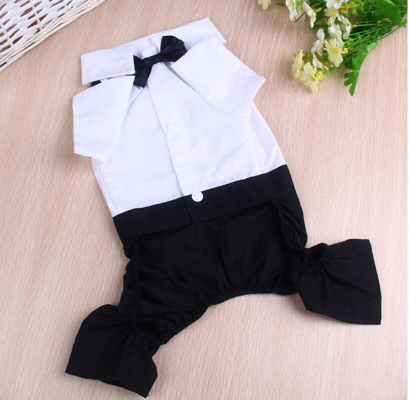 Pet Costumes Handsome Dog Rompers Clothing Formal Dog Jumpsuit with Bow Tie Groom Tuxedo