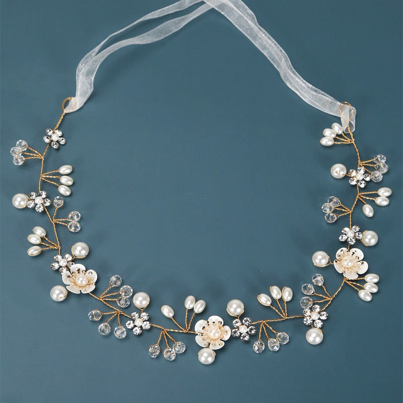 European and American Bridal Jewelry, Flower Handmade Beaded Headband, Hair Band, Wedding Dress Headwear, Hair Accessories