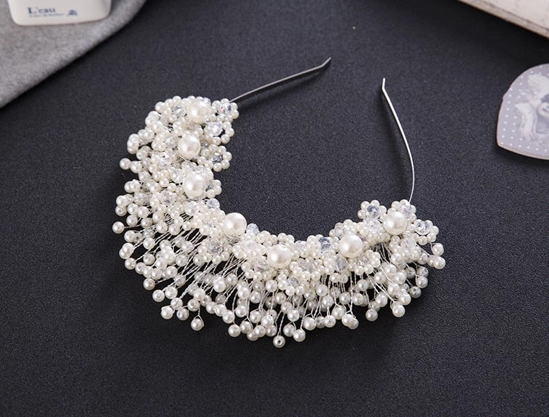 Baroque Gold Flower Leaves Crystal Bridal Crowns for Wedding Hair Accessories New Simulated Pearl Crowns Tiaras Diadem Headbands